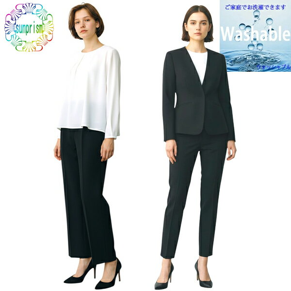 乐天商城 - 【訳あり】セレモニー スーツ ビジネススーツ レディース ノーカラースーツ ブラック c462 股下65cm 卒業式 入学式お受験 卒園式 入園式 七五三 セットアップ お宮参り 服装 母親 母 ノーカラージャケット ブラウス パンツスーツ 3点セットスーツ 営業 仕事