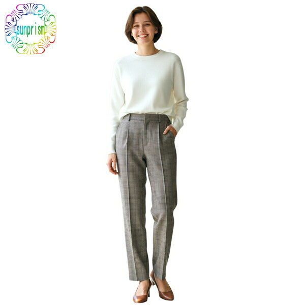 【1500円ポッキリ】【訳あり】パンツ ブラウン グレンチェック PT102 スラックス ポケット前後付き　通勤　おしゃれ着 サイズ0 Sサイズ