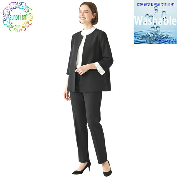 樂天商城 - スーツレディース ママ レディース ノーカラースーツ ブラック c465 股下65cm 卒業式 入学式お受験 卒園式 入園式 七五三 セットアップ お宮参り 服装 母親 母 30代 40代セレモニー スーツ ノーカラージャケット ブラウス パンツスーツ 3点セットスーツ 営業 仕事