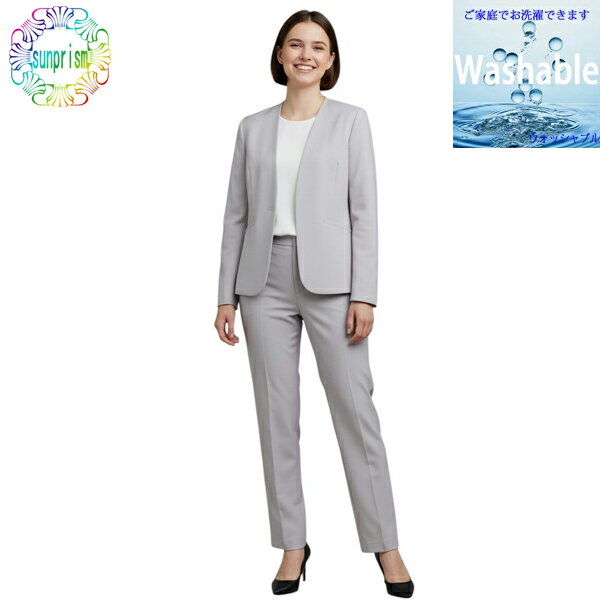 樂天商城 - 【訳あり】スーツレディース パンツスーツ テーラードカラースーツ グレー c472 3点セット 卒業式 入学式お受験 卒園式 入園式 七五三 セットアップ お宮参り 服装 母親 母 セレモニー スーツ ノーカラージャケット ブラウス 3点セットスーツ 営業