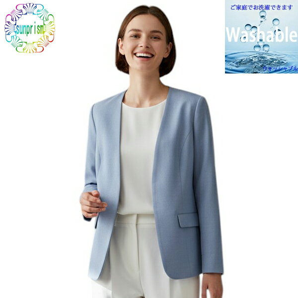乐天商城 - 【訳あり】【1980円ポッキリ】サマージャケット シンプルジャケット J722 ブルー 裏無し 一重 涼しい 夏用ジャケット セレモニー ジャケット レディース カラーフォーマル 母 ママ 結婚式 大人 オフィス 発表会 ォーマル お呼ばれ 同窓会 キチンと上品ジャケット