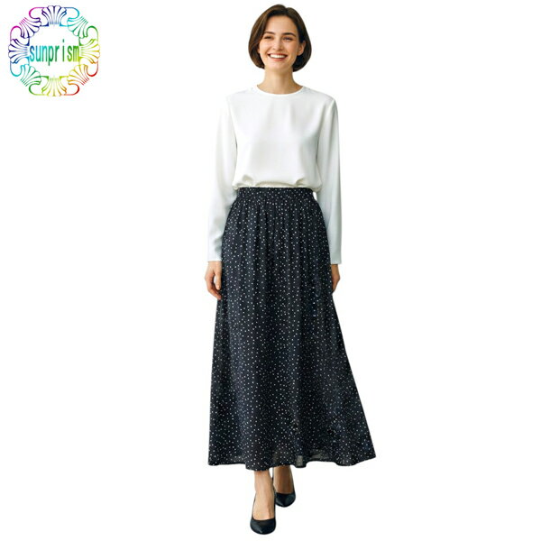 樂天商城 - 【1000円ポッキリ】【訳あり】 スカート ドット模様 夏 初夏 涼しい SK268 接触冷感 ギャザースカート ふんわりシルエッ ト 楽ちん ウエストゴム BOTTOMS