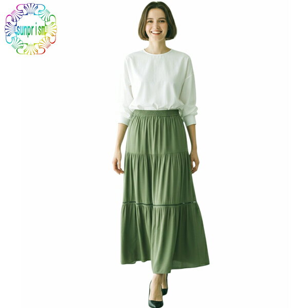 樂天商城 - 3Lサイズのみ【1000円ポッキリ】【訳あり】 スカート ティアードスカート 夏 初夏 SK270 涼しい リゾート フラダンス ギャザースカート ふんわりシルエッ ト 楽ちん ウエストゴム BOTTOMS 大きいサイズ