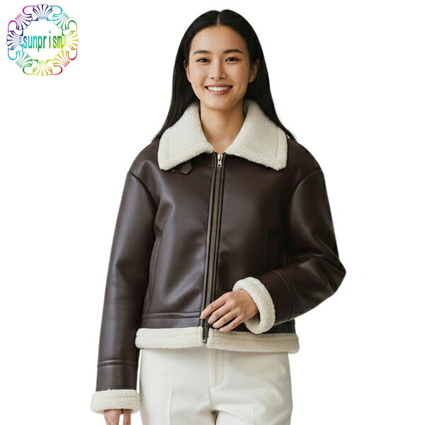 乐天商城 - 【1500円ポッキリ】【訳あり】裏ボ合皮ジャケット ブラウンジャンパー 羽織 アウター コート ジップアッピジャンパー 厚手 羽織 防寒 ジージャン