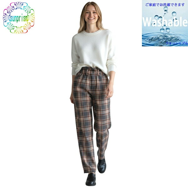 樂天商城 - 【1000円ポッキリ】【アウトレット】ハイウエストパンツ パンツ BOX846　M L ブラウン系 秋冬物 イージーパンツ ス 動きやすい ソフト 暖かパンツ 防寒 BOTTOMS 股下69cm