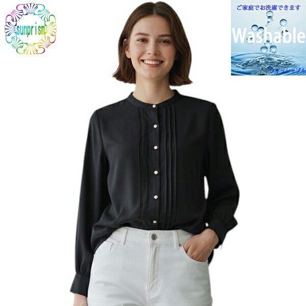 3-Quarter Sleeves - 【1000円ポッキリ】【訳あり 】ブラウス ピンタックブラウス BL305 ブラック オーバーブラウス LL オフィスブラウス ビジネス ブラウス 【ネコポス対応】大きいサイズ