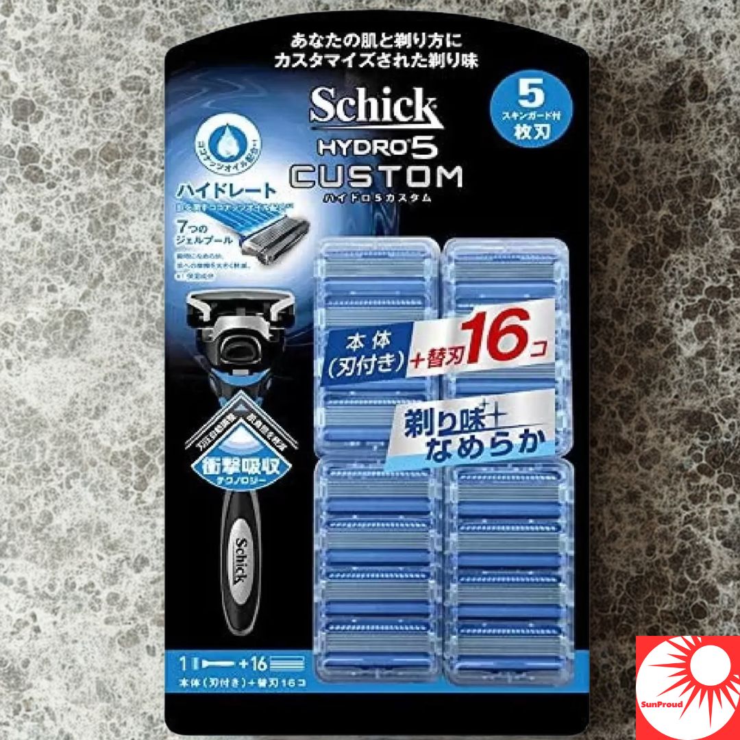 【本体+替刃16個セット】 schick シック ハイドロ5 カスタム 深剃り 高密着 5枚刃 カミソリ 髭剃り メンズ シェービング 替え刃 長持ち 肌にやさ...
