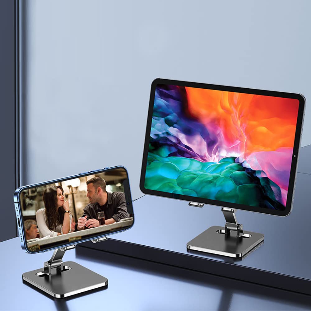 スマホスタンド タブレットスタンド 卓上 ホルダー 折りたたみ アルミ合金 角度調整 高さ調整 携帯スタンド 滑り止め 安定 軽量 コンパクト 持ち運び iPhone iPadインチ対応 テレワーク 在宅 オンライン授業 動画視聴 料理 おしゃれ シルバー グレー ブラック 送料無料 sunreding2025-10001245 sunreding2025 サンプル画像2