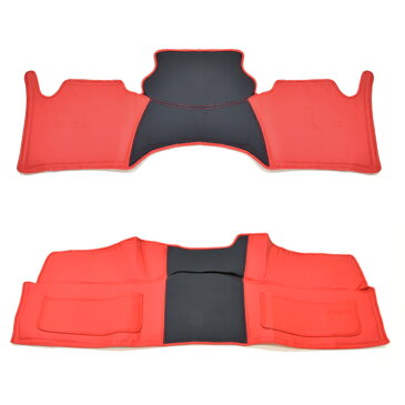 【楽天スーパーSALE割引!&P10倍】ハイエース 200系 標準 フロント&リア デッキカバー PVCレザー レッドxブラック HELIOS 前後2枚セット