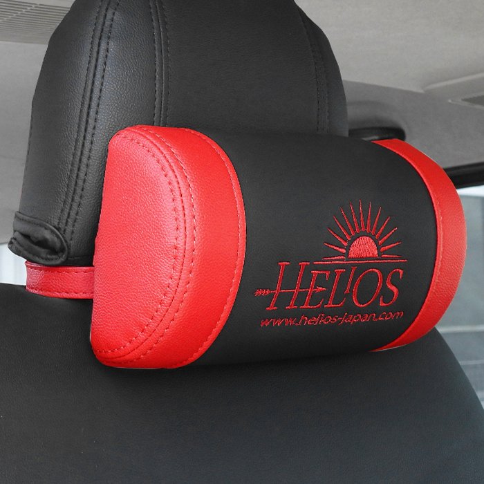 HELIOS ヘリオス ツートン レザー ネックパッド レッド×ブラック 2個 ハイエース アル ヴェル ノア ヴォクシー 等...