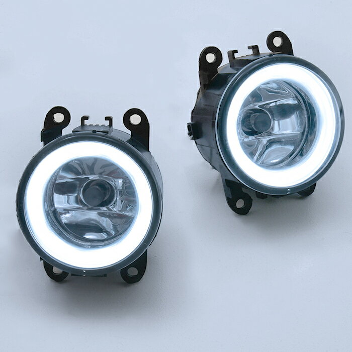 JB23 ジムニー H8 フォグランプ ホワイト LED ファイバー イカリング 付き ガラスレンズ JB43 車 カスタム カスタムパーツ パーツ カー用品 車用品 カーパーツ