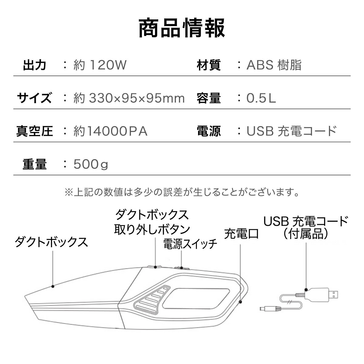 カークリーナー掃除機ハンディクリーナー14000PAコードレス車載充電式USB強力軽量吸引力サイクロン小型掃除機コンパクトパワフルミニ送料無料