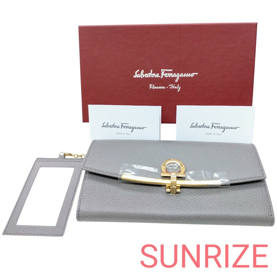 FERRAGAMO - Salvatore Ferragamo サルバトーレフェラガモ ガンチーニ クリップ式クロージャー長財布【K760】【中古】
