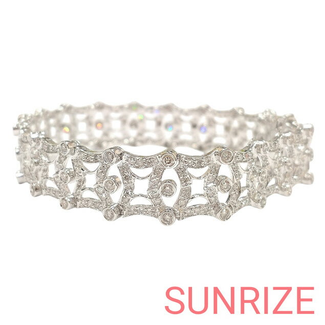 White Gold - 14K(K14WG) ダイヤモンド3.4ct デザインブレスレット【N1196】【中古】