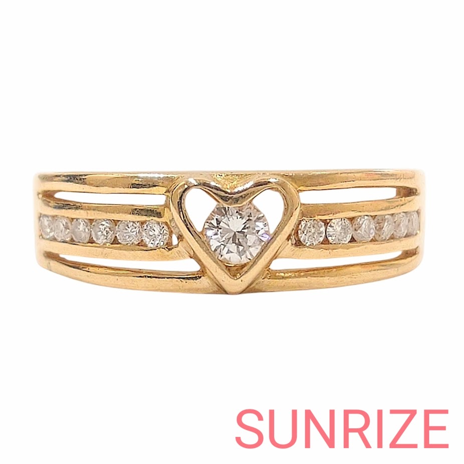 Rakuten - K18 ダイヤモンド0.19ct ハート リング【T529】【中古】
