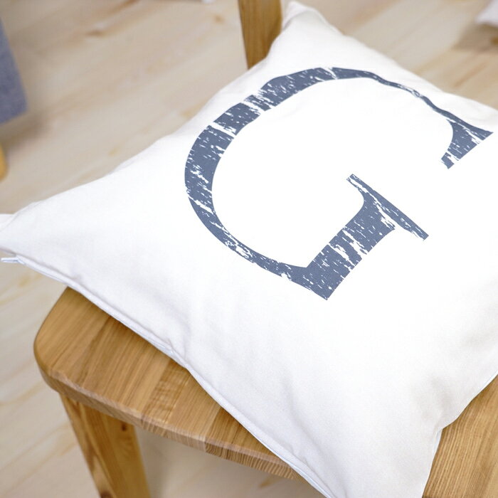 クッションカバー おしゃれ 45×45cm SROWシリーズ アルファベット 「G」 ジー 洗える メール便送料無料 [2]