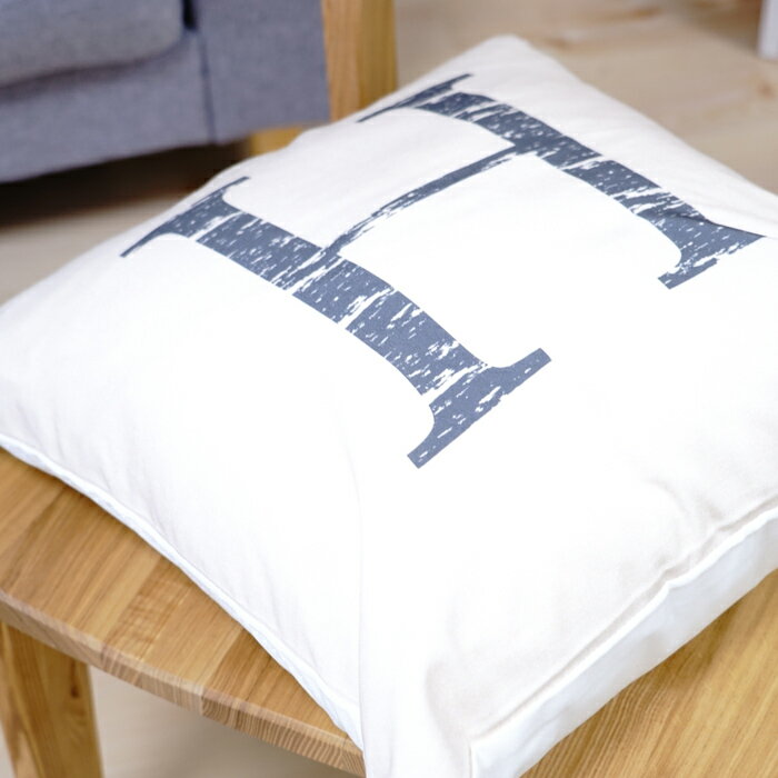 クッションカバー おしゃれ 45×45cm SROWシリーズ アルファベット 「H」 エイチ 洗える メール便送料無料