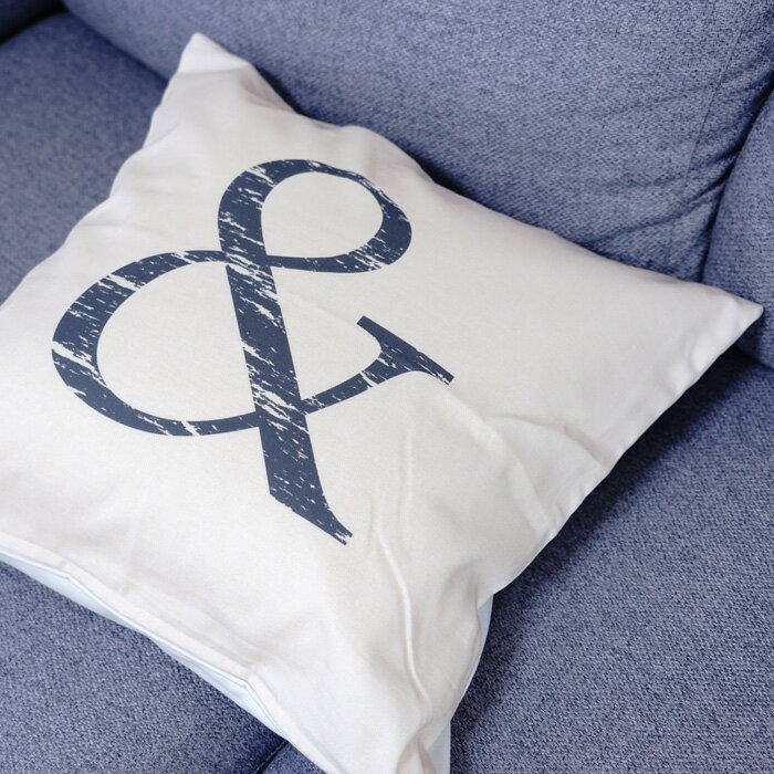 クッションカバー おしゃれ 45×45cm SROWシリーズ アルファベット 「&」 アンド 洗える メール便送料無料