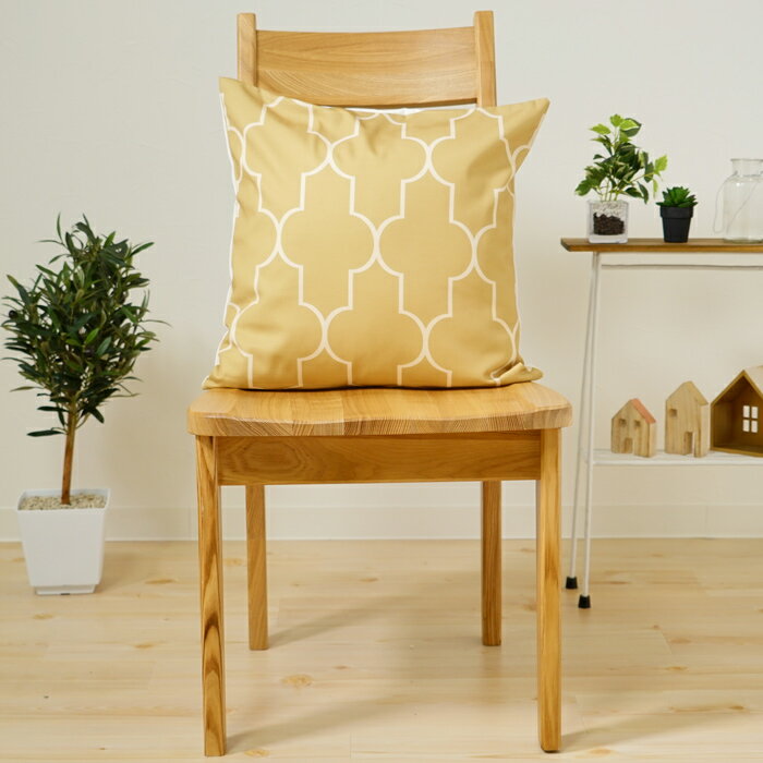 クッションカバー おしゃれ 45×45cm SROWシリーズ「ジオメトリック（マスタード）」 幾何学 北欧 洗え..