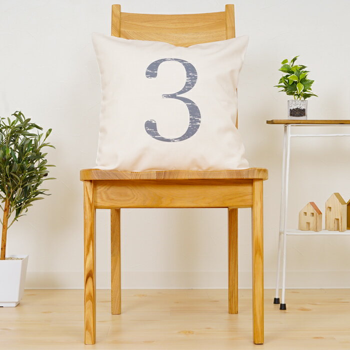 クッションカバー おしゃれ 45×45cm SROWシリーズ ナンバー 「3」 数字 さん 三 インスタグラム Instagram 洗える メ…