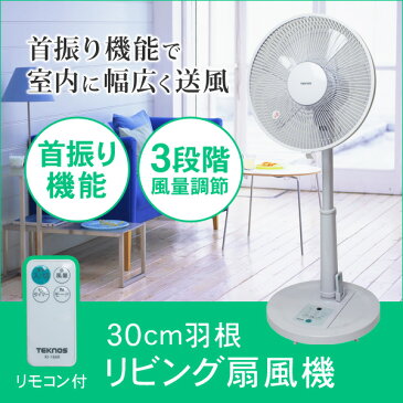 扇風機 リビングファン リビング扇風機 30cm羽根 TEKNOS テクノス KI-166R