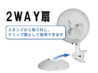 2WAYクリップ扇風機 2個セット 卓上扇風機 CI-2180 便利な2WAYタイプ 小型扇風機 首振り