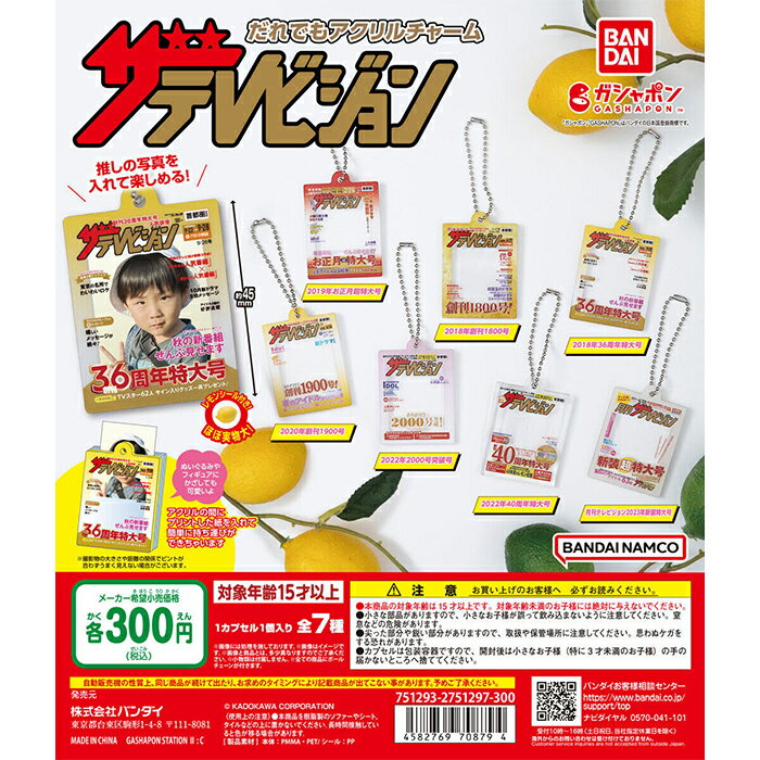 ザテレビジョン だれでもアクリルチャーム 【全7種 コンプリート セット】 ｜ フルコンプ カプセルトイ バンダイ ガチャ ガシャ
