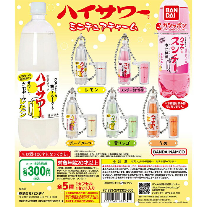 ハイサワー ミニチュアチャーム 【全5種 コンプリート セット】 ｜ フルコンプ カプセルトイ バンダイ ガチャ ガシャのサムネイル
