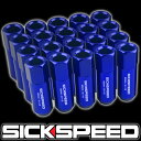 SICKSPEED　アルミロングナット　ブルー　20本　M12xP1.25　60mm　ニッサン　スズキ　スバル　アルミナット　ホイールナット　　シックスピード　病気速度　USDM　JDM