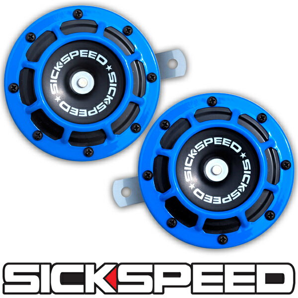 SICKSPEED　ホーン　ブルー　青　2個1セット　丸形　汎用　12V　クラクション　シックスピード　病気速度　USDM　JDM