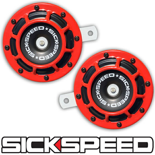 SICKSPEED　ホーン　レッド　赤　2個1セット　丸形　汎用　12V　クラクション　シックスピード　病気速度　USDM　JDM