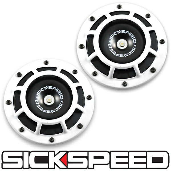 SICKSPEED　ホーン　ホワイト　白　2個1セット　丸形　汎用　12V　クラクション　シックスピード　病気速度　USDM　JDM