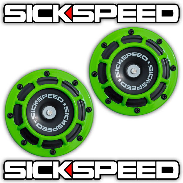 SICKSPEED　ホーン　ライトグリーン　緑　2個1セット　丸形　汎用　12V　クラクション　シックスピード　病気速度　USDM　JDM