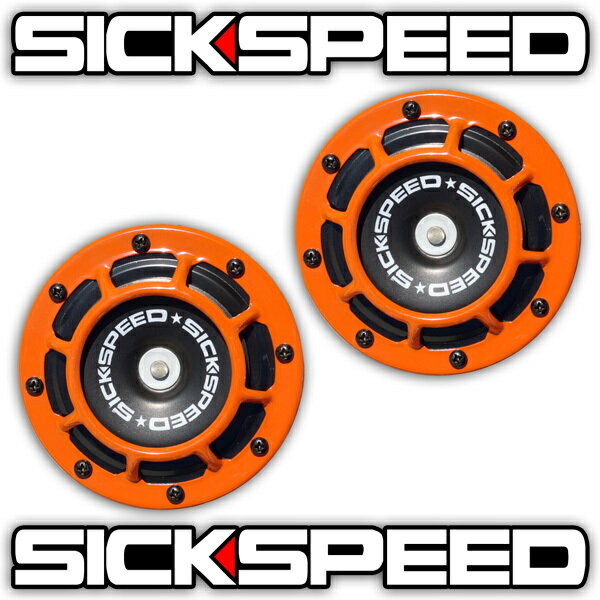 SICKSPEED　ホーン　オレンジ　2個1セット　丸形　汎用　12V　クラクション　シックスピード　病気速度　USDM　JDM