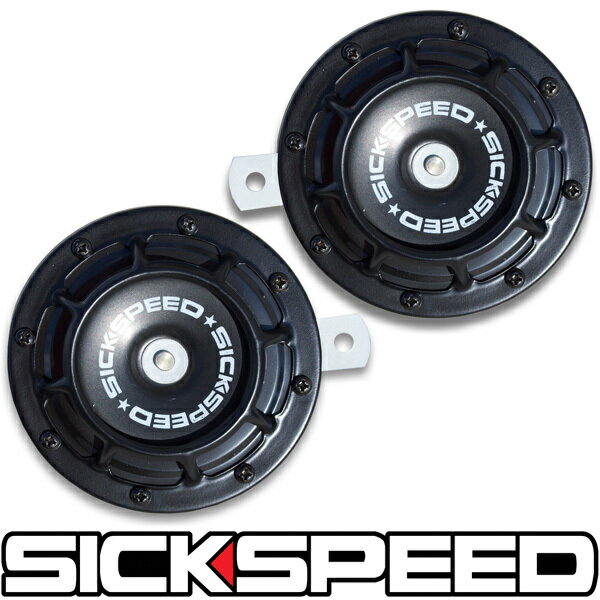 SICKSPEED　ホーン　ブラック　黒　2個1セット　丸形　汎用　12V　クラクション　シックスピード　病気速度　USDM　JDM