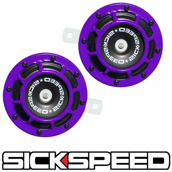 SICKSPEED　ホーン　パープル　紫　2個1セット　丸形　汎用　12V　クラクション　シックスピード　病気速度　USDM　JDM
