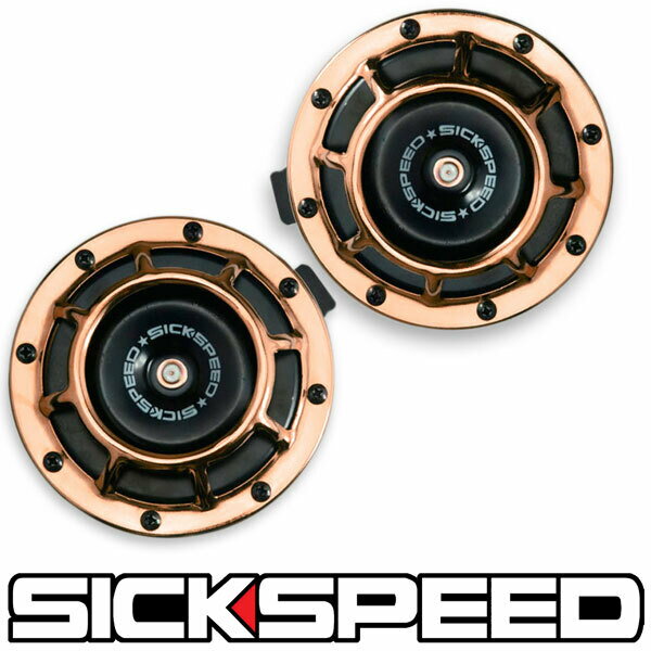 SICKSPEED　ホーン　ローズゴールド　2個1セット　丸形　汎用　12V　クラクション　シックスピード　病気速度　USDM　JDM　ピンクゴールド　ピンプクローム