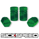 商品情報メーカー名SICKSPEED商品名HEXAGONAL VALVE STEM CAPSカラーグリーン全長17.63mmセット内容4個1セット素材アルミニウム注意事項・メーカー側から突然、ロゴ等のデザインや色味のがある場合もございます。・モニターの発色具合によって実際の物と色が異なる場合がございます。・アメリカからの輸入商品です。・原則として返品・キャンセルは受け付けておりません。SICKSPEED　エアバルブキャップ　グリーン　4個セット　ヘキサゴン　6角形　シックスピード　病気速度　USDM　JDM 正規代理店【SUNSET】 【SICKSPEED】U.S.ワシントン州に本社を置くスパイクナットのパイオニアとして有名なパーツメーカー。エアバルブキャップなどの小物からウインドウルーバー等のエアロパーツまで様々なオリジナルパーツを販売しています。【HEXAGONAL VALVE STEM CAPS】ホイールのアクセントに最適なエアバルブキャップです。トップ部に『SICK』の刻印があります。■仕様カラー：グリーン全長:17.63mm個数:4個1セット素材:アルミニウムSupreme qualiValve Stem caps from Sickspeed.Measures in at 17.63mm (.69 inches) tall by 10mm (.4 in) wide.Designed to fit all standard sized valve stems.Sick is proudly displayed on the top of each stem.Made from weapons grade billet aluminum. 2