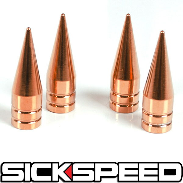 商品情報メーカー名SICKSPEED商品名SPIKED VALVE STEM CAPSカラーローズゴールド内容4個1セット全長31.8mm素材アルミニウム注意事項・メーカー側から突然、ロゴ等のデザインや色味のがある場合もございます。・モニターの発色具合によって実際の物と色が異なる場合がございます。・アメリカからの輸入商品です。・原則として返品・キャンセルは受け付けておりません。SICKSPEED　スパイクエアバルブキャップ　ローズゴールド　4個セット　全長31.8mm　ピンクゴールド　シックスピード　病気速度　USDM　JDM　 正規代理店【SUNSET】 【SICKSPEED】U.S.ワシントン州に本社を置くスパイクナットのパイオニアとして有名なパーツメーカー。エアバルブキャップなどの小物からウインドウルーバー等のエアロパーツまで様々なオリジナルパーツを販売しています。【SPIKED VALVE STEM CAPS】ホイールのアクセントに最適なスパイク型のエアバルブキャップです。■詳細カラー：ローズゴールド数量：4個1セット全長：31.8mm素材：アルミニウムBRAND NEW Spiked Valve Stem caps from Sickspeed.Measures in at 1.25" (31.8mm) height!Designed to fit all standard sized valve stems!Will not rust, light weight!Anodized color finish with plastic insert to prevent the caps from seizing onto the valve stem!Easy to install! 2