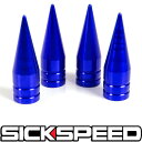 SICKSPEED スパイクエアバルブキャップ ブルー 4個セット 全長31.8mm シックスピード 病気速度 USDM JDM