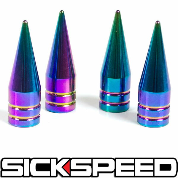 SICKSPEED　スパイクエアバルブキャップ　ネオクローム　4個セット　全長31.8mm　シックスピード　病気速度　USDM　JDM