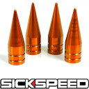SICKSPEED スパイクエアバルブキャップ オレンジ 4個セット 全長31.8mm シックスピード 病気速度 USDM JDM