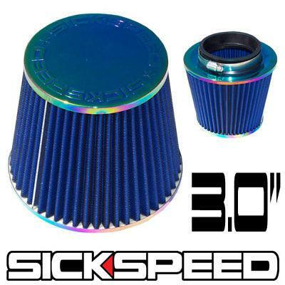SICKSPEED　エアクリーナー　ブルーxネオクローム　エアフィルター　インテーク　76mm　シックスピード　病気速度　USDM　JDM