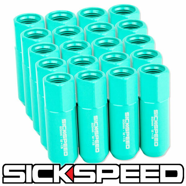 SICKSPEED　アルミロングナット　ミンティ　20本　M12xP1.5　60mm　アルミナット　ホイールナット　ミントグリーン　ティファニーブルー　シックスピード　病気速度　USDM　JDM