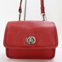 【中古】2307-78 コーチ ミニショルダーバッグ ポシェット COACH レザー製 レッド系 フラップ