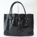 【中古】2310-64 VIET THANH トートバッグ クロコダイル製 ブラック メンズ可