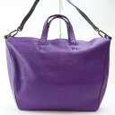【中古】2311-43 カルバンクライン トートバッグ ショルダーバッグ 2WAY Calvin Klein CK レザー製 パープル カードケース付き