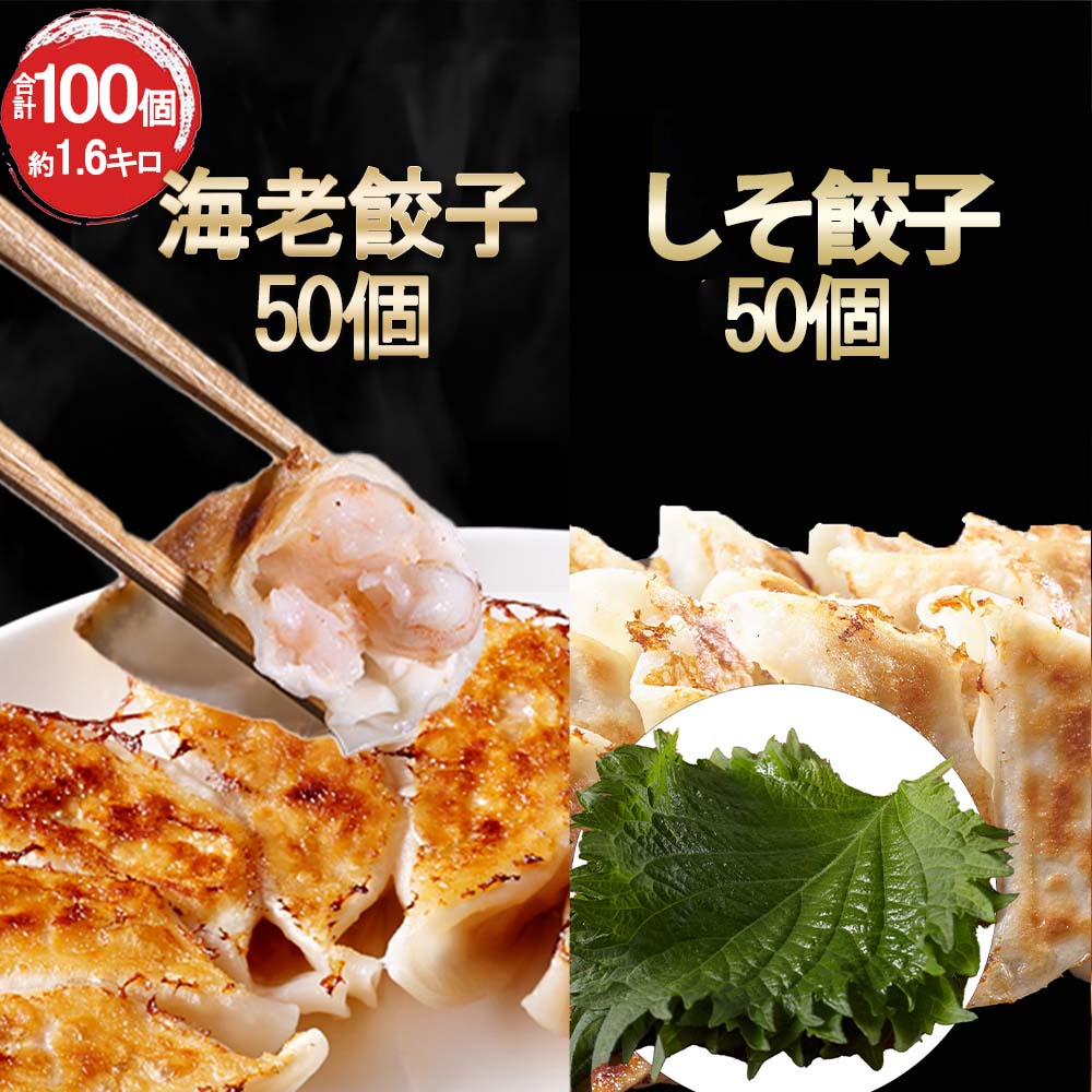 半額！【お買い物マラソンラスト5時間限定50％OFFセール】海老餃子50個 しそ餃子50個 一龍堂 しそ餃子 シソ餃子 餃子 ぎょうざ ギョウザ ギョーザ 冷凍餃子 生餃子 一龍堂 海老餃子 具の60％以上が海老 ぷりぷり しそ餃子 国産しそ100％ シソ餃子 送料無料