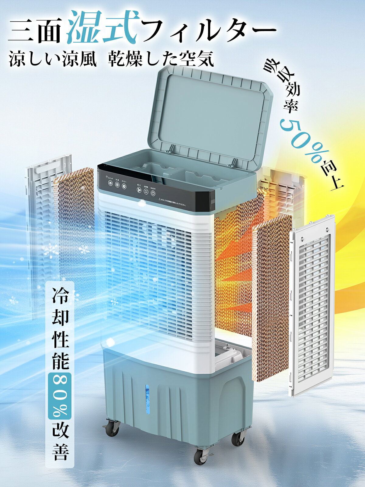 【エントリーポイント5倍】冷風機 冷風扇 大型冷風扇 強力冷房 送風機 加湿 4in1 ...