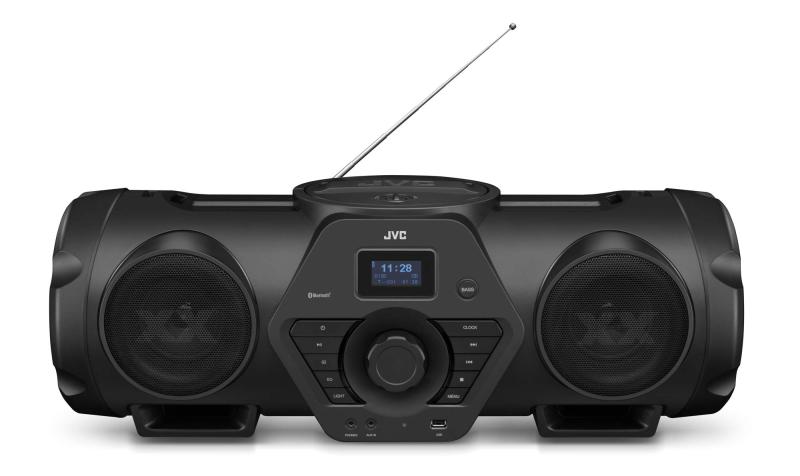 JVCケンウッド JVC RV-NB250BT XXシリーズ Bluetooth®搭載オールインワンCDシステム ツインウーファー・ハイパワーアンプ搭載 重低音サウンド ブラック